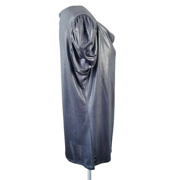 Vintage DS By Debbie Shuchat Evening Blouse Sz Large Metallic Gunmetal Shimmery - Picture 5 of 10